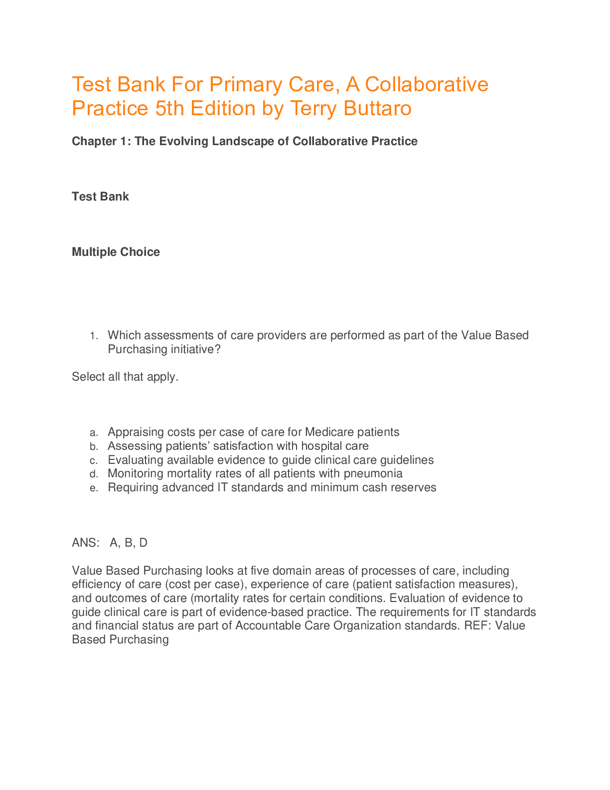 Primary Care, A Collaborative Practice 5th Edition by Terry Buttaro Test Bank
